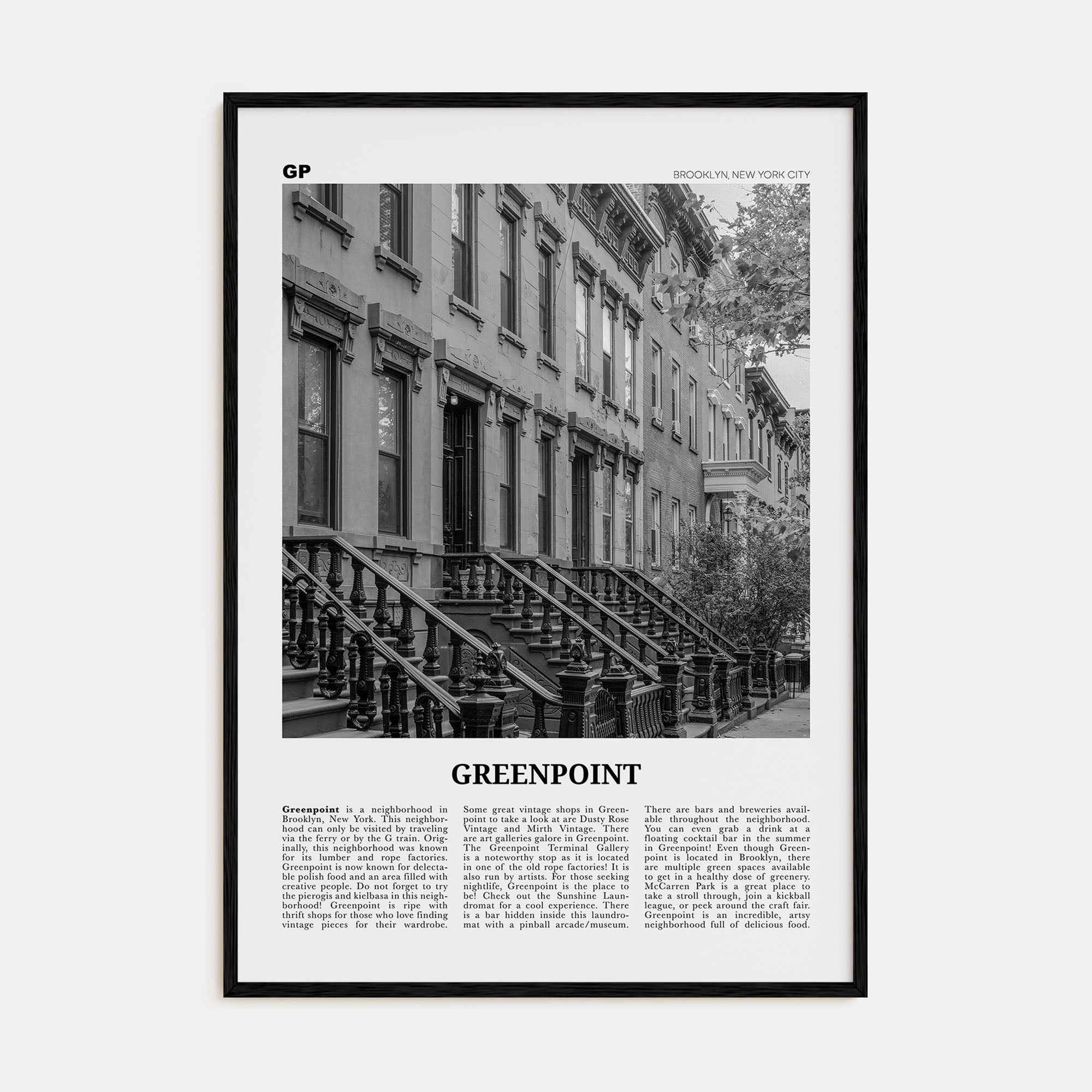 Greenpoint Travel B&W Poster