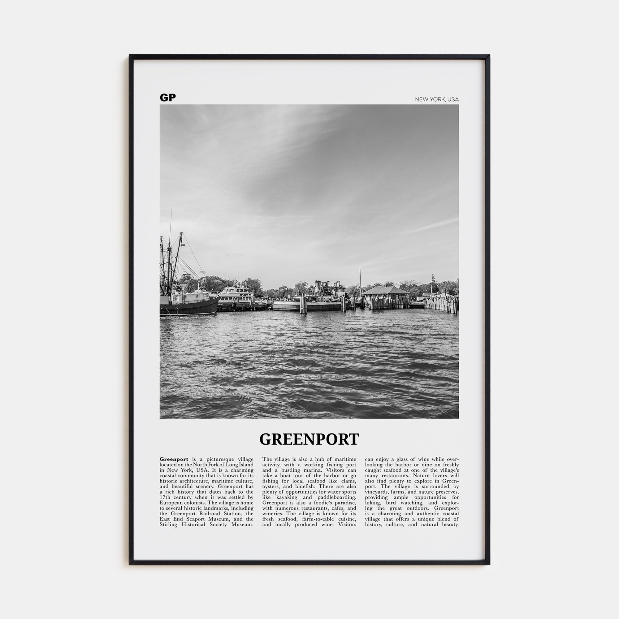 Greenport Travel B&W Poster