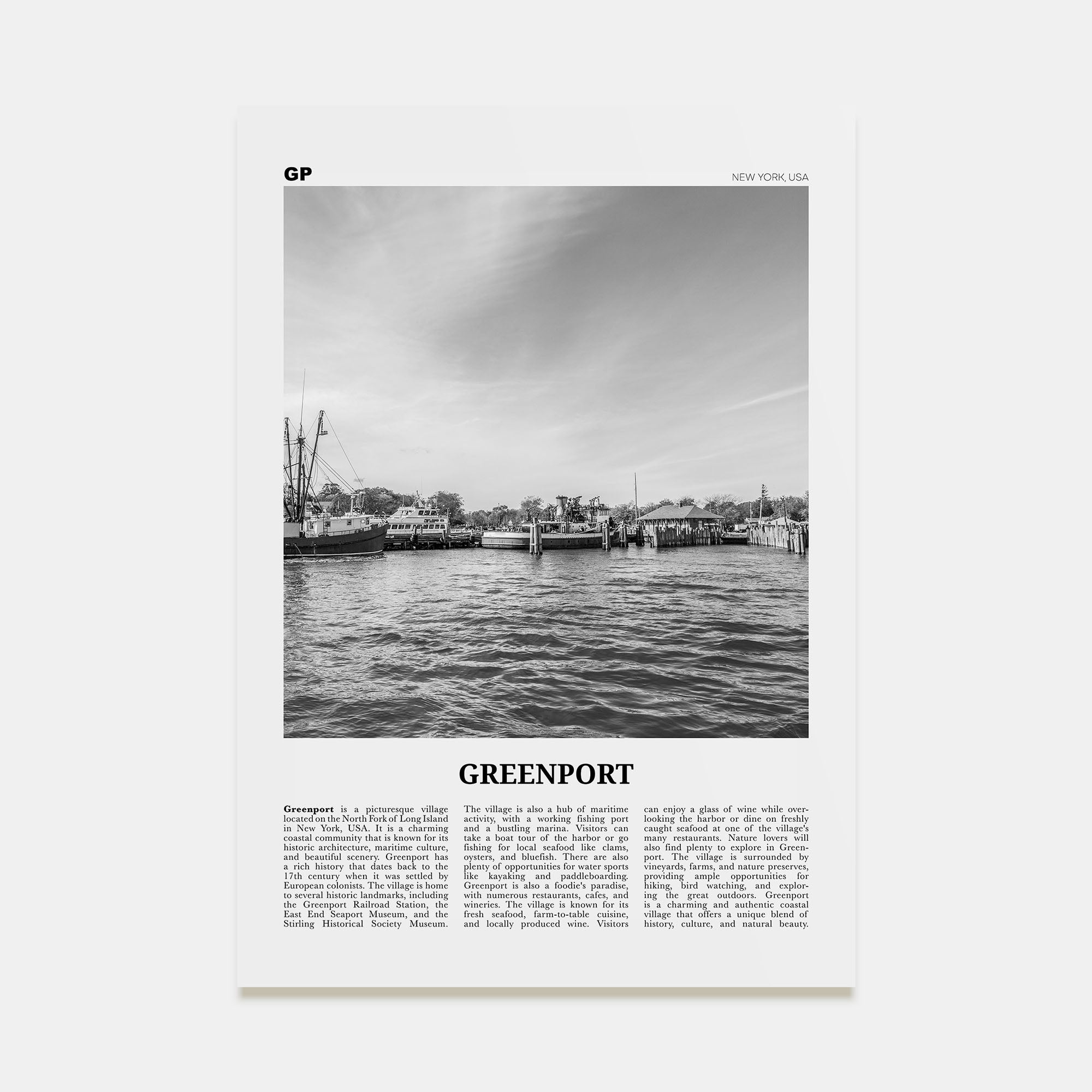 Greenport Travel B&W Poster