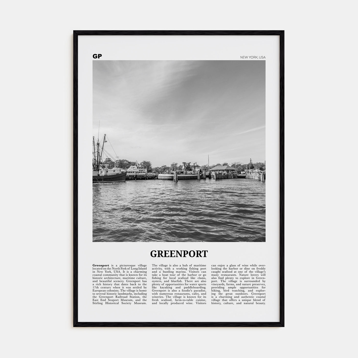 Greenport Travel B&W Poster