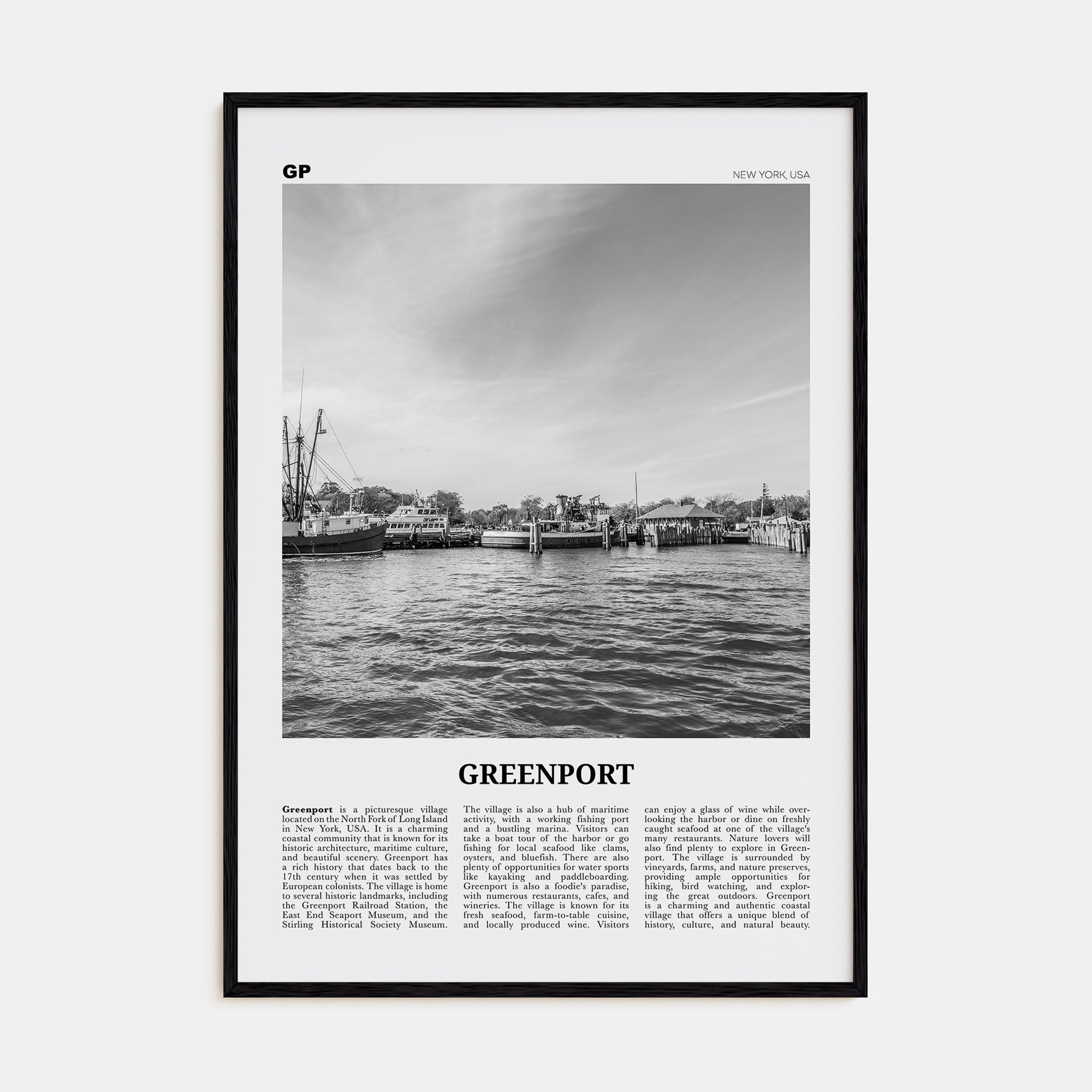 Greenport Travel B&W Poster