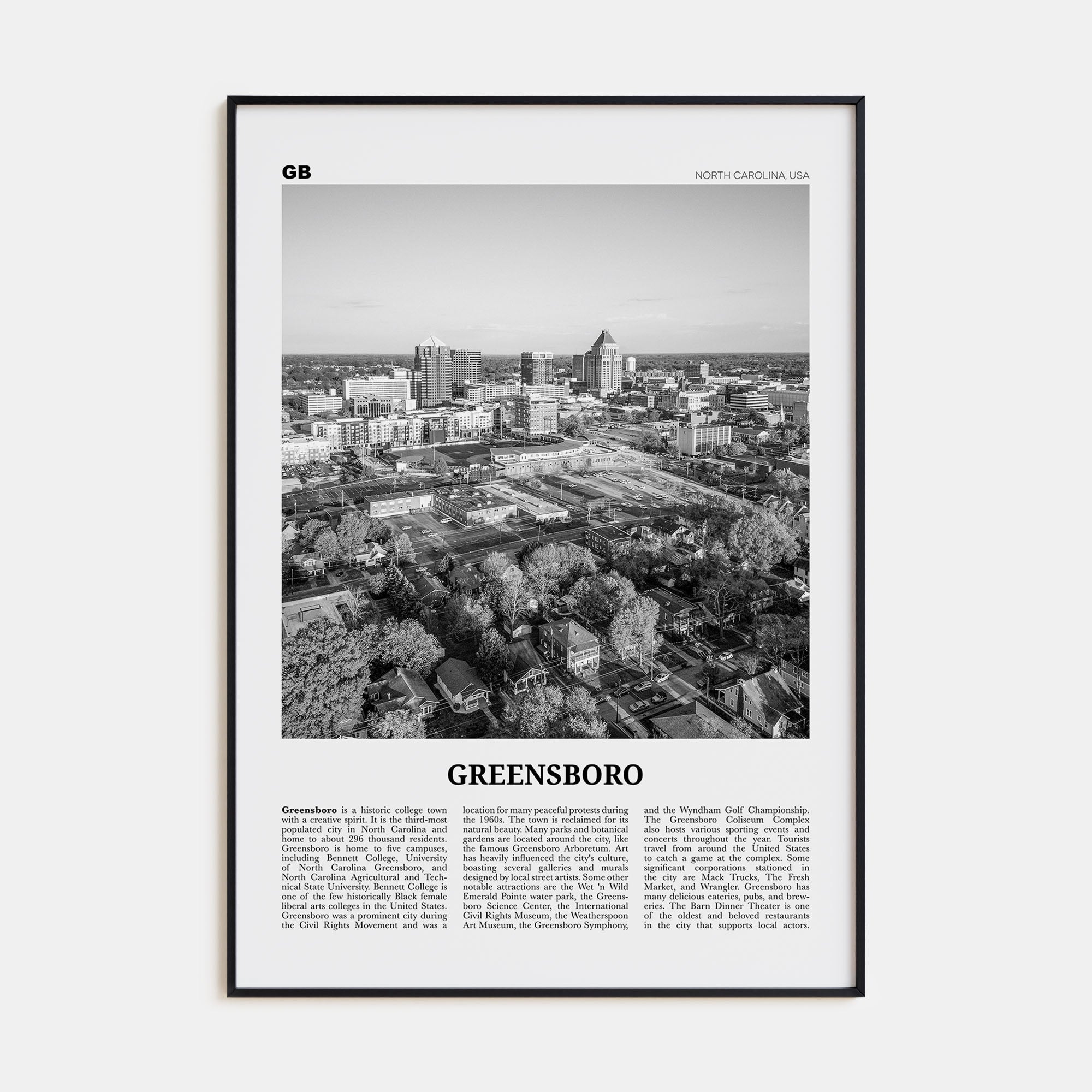 Greensboro Travel B&W No 1 Poster