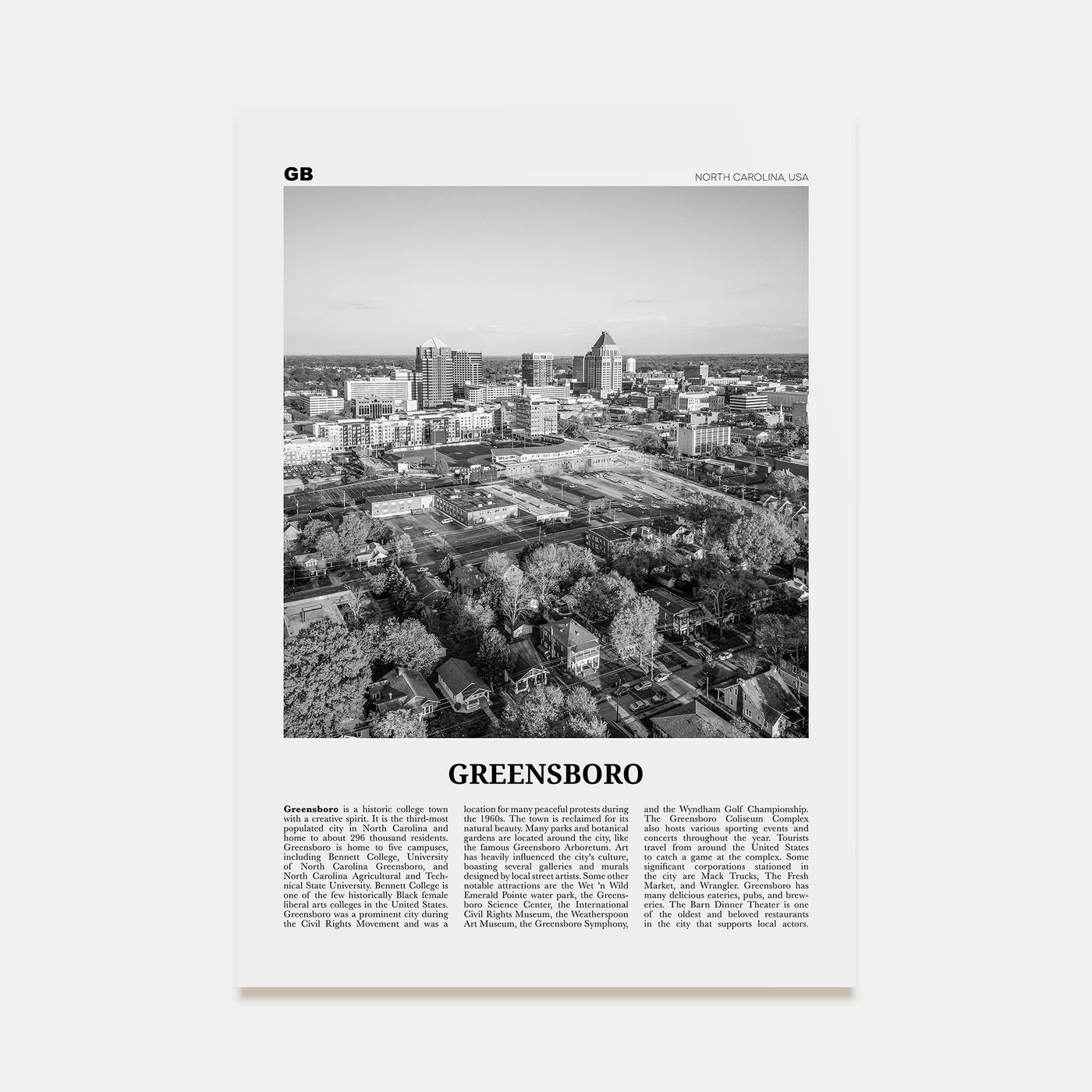 Greensboro Travel B&W No 1 Poster
