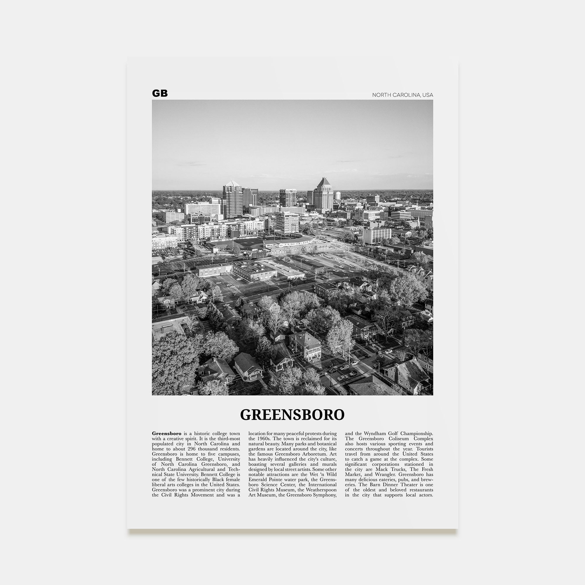 Greensboro Travel B&W No 1 Poster