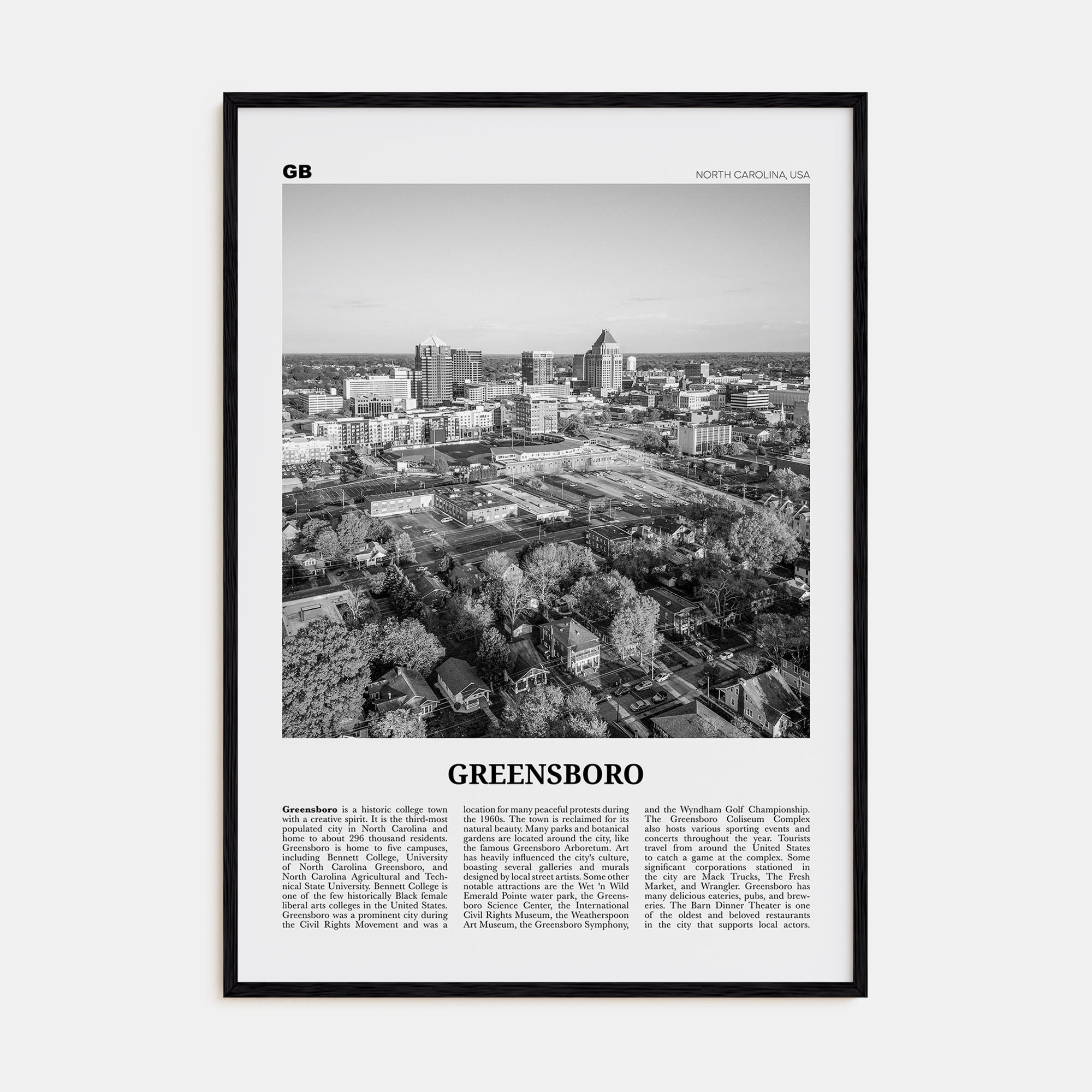 Greensboro Travel B&W No 1 Poster