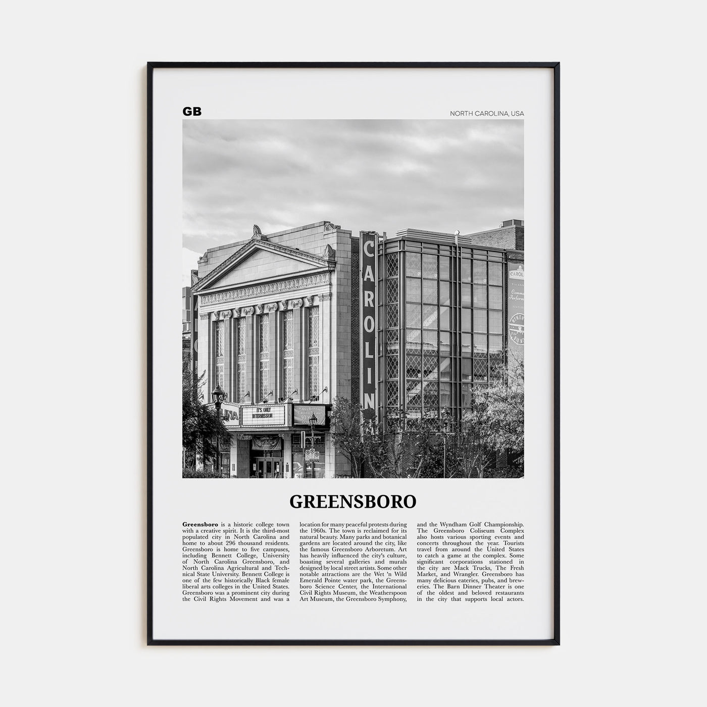 Greensboro Travel B&W No 2 Poster