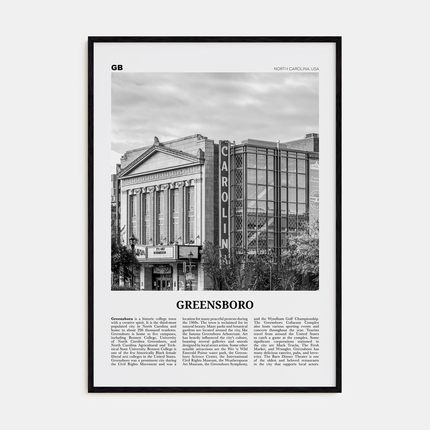 Greensboro Travel B&W No 2 Poster