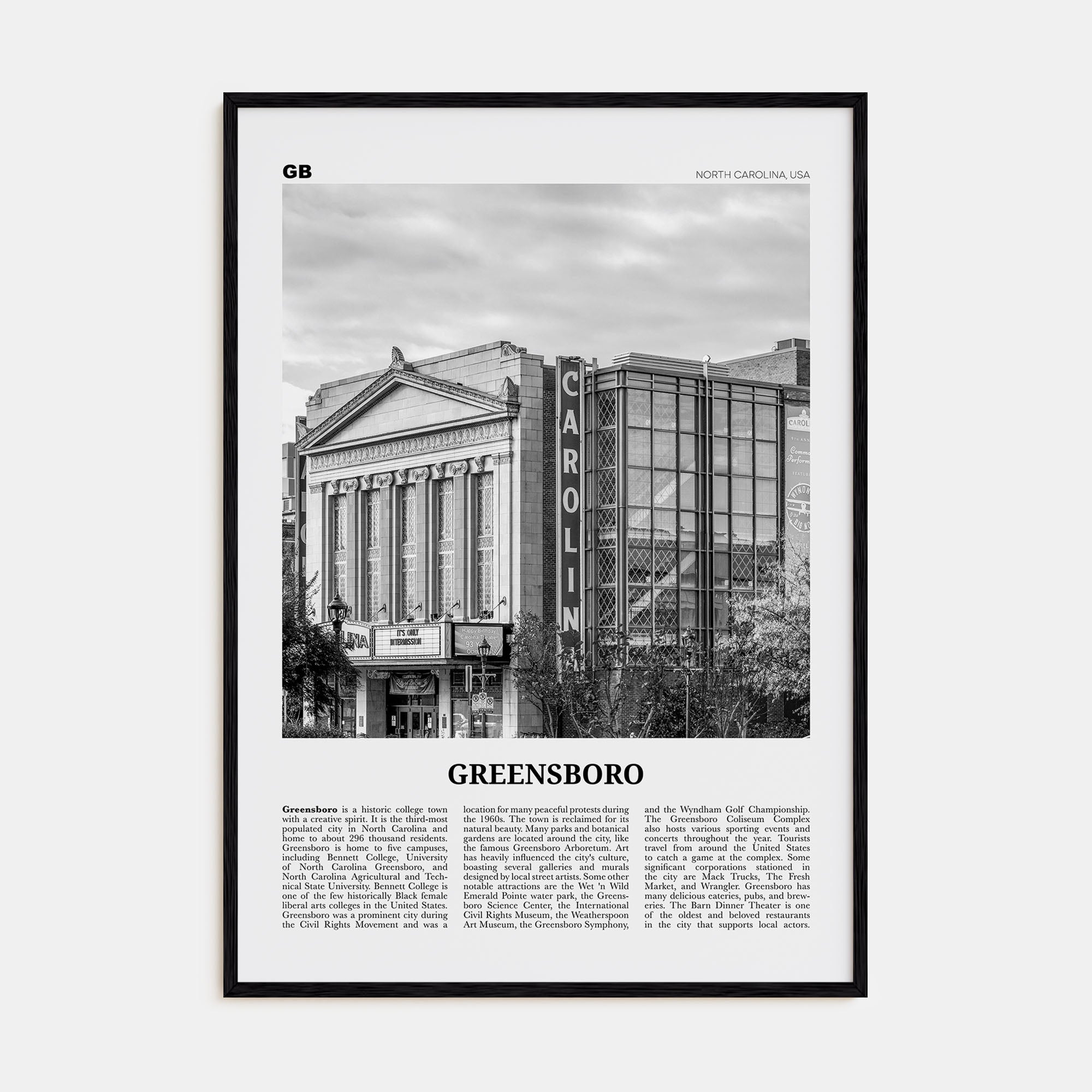 Greensboro Travel B&W No 2 Poster