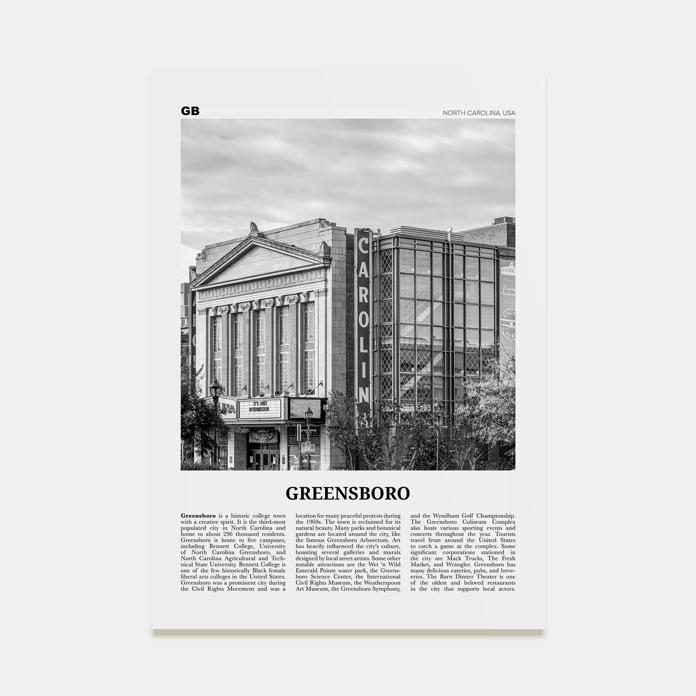 Greensboro Travel B&W No 2 Poster