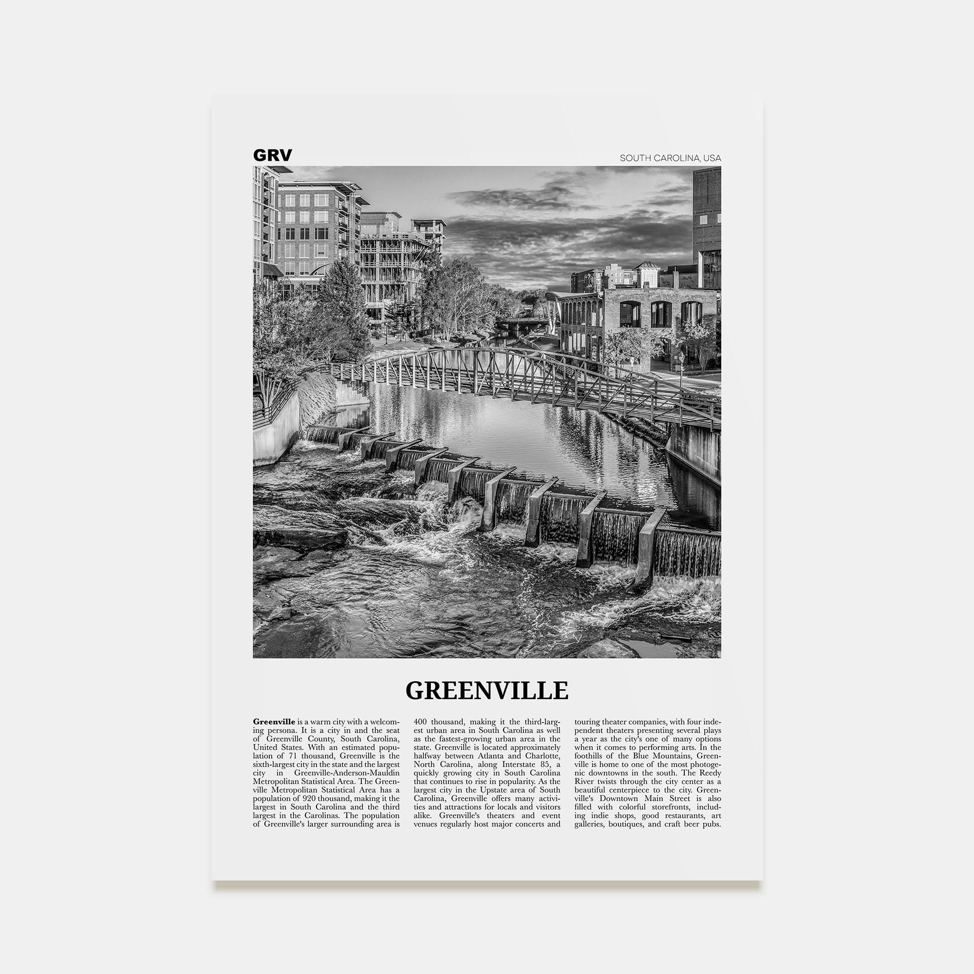Greenville Travel B&W No 3 Poster
