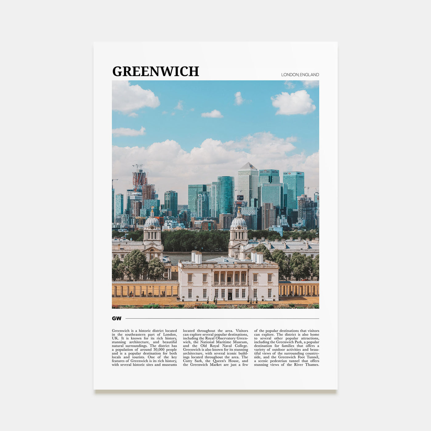 Greenwich, London Travel Color Poster
