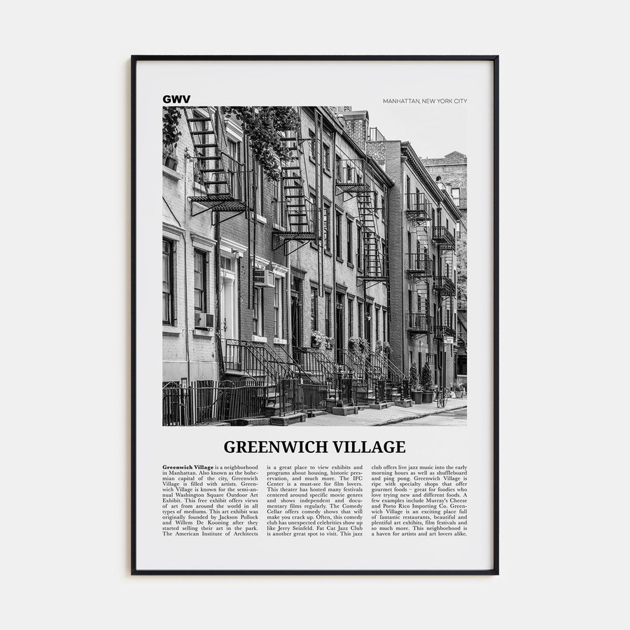 Greenwich Village Travel B&W Poster