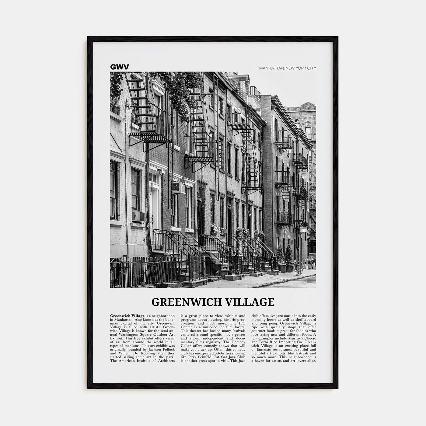 Greenwich Village Travel B&W Poster