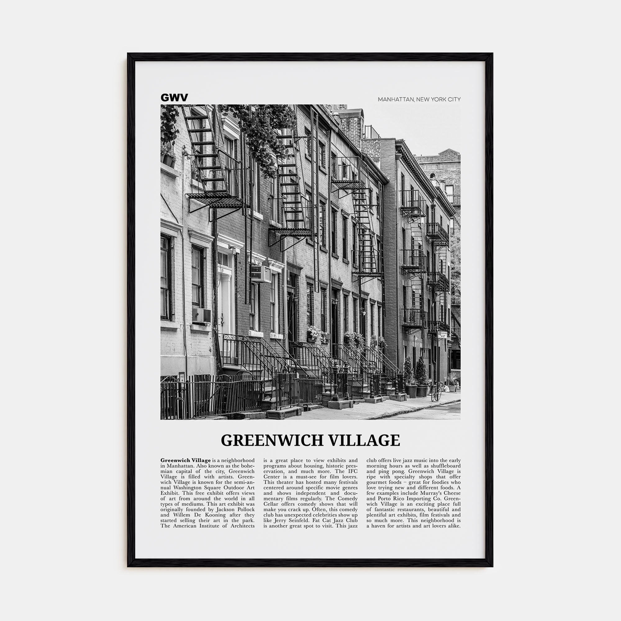 Greenwich Village Travel B&W Poster