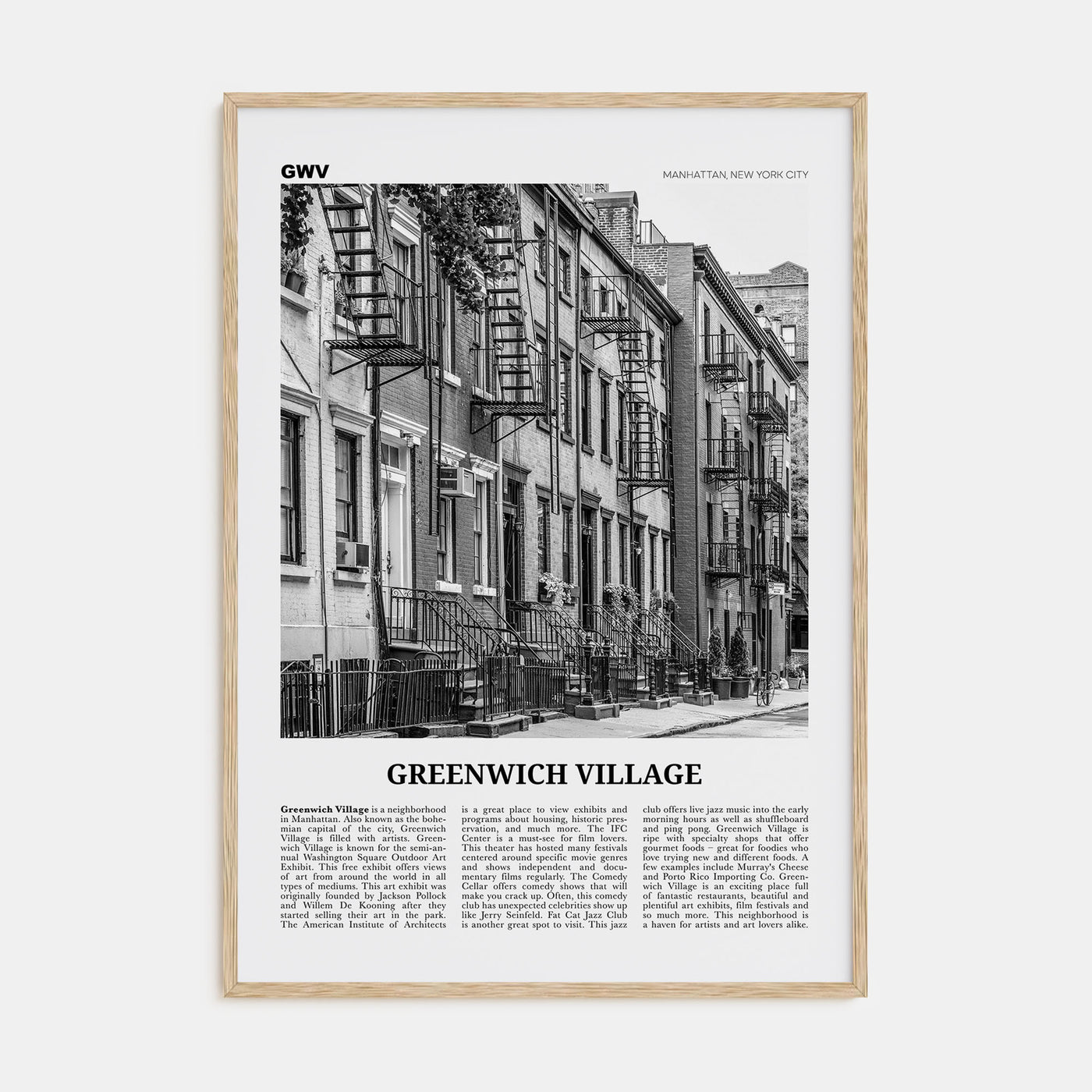 Greenwich Village Travel B&W Poster
