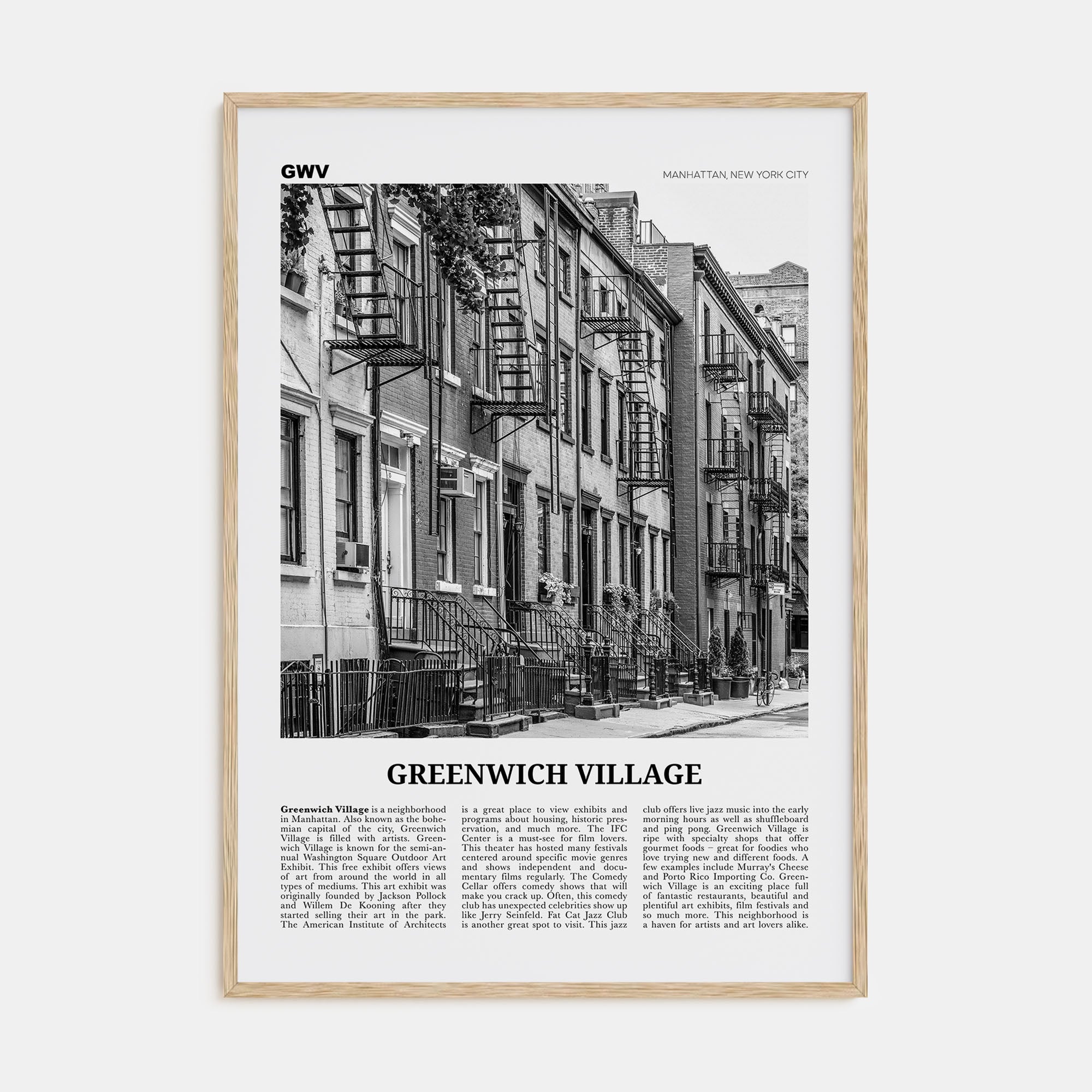 Greenwich Village Travel B&W Poster