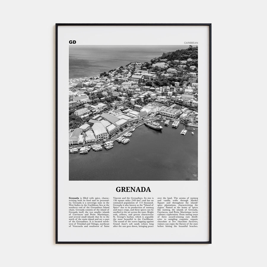 Grenada Travel B&W Poster
