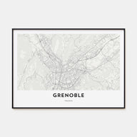 Grenoble Map Landscape Poster