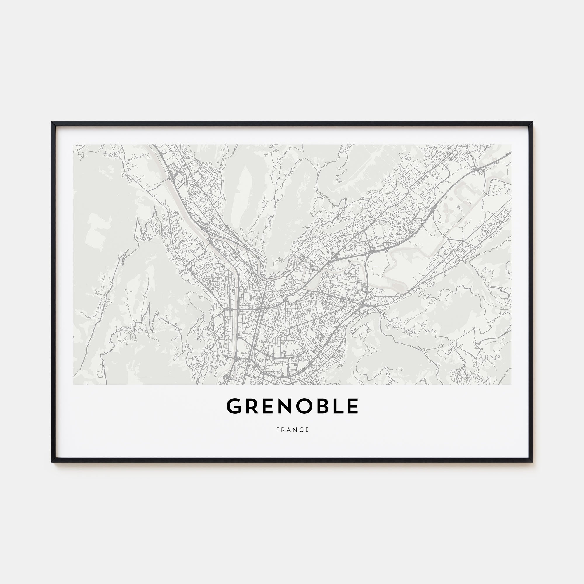 Grenoble Map Landscape Poster