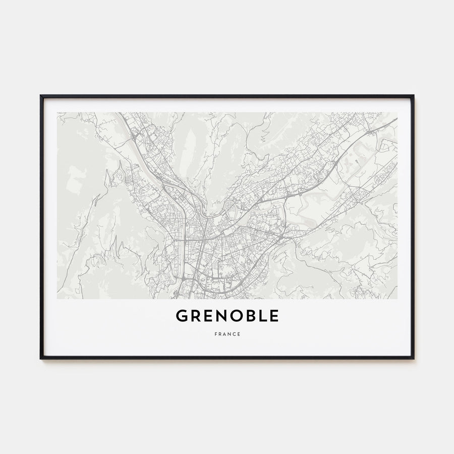 Grenoble Map Landscape Poster
