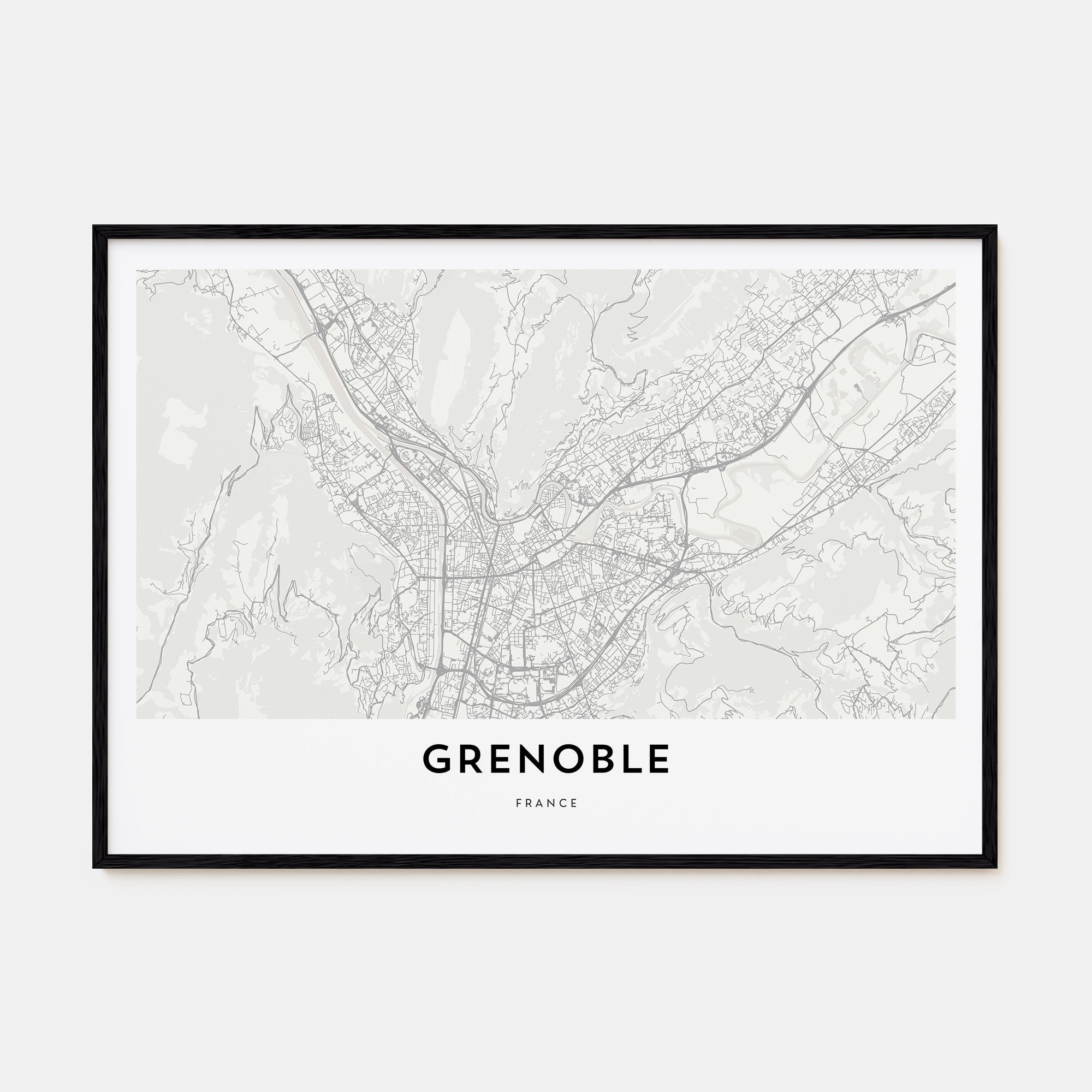 Grenoble Map Landscape Poster