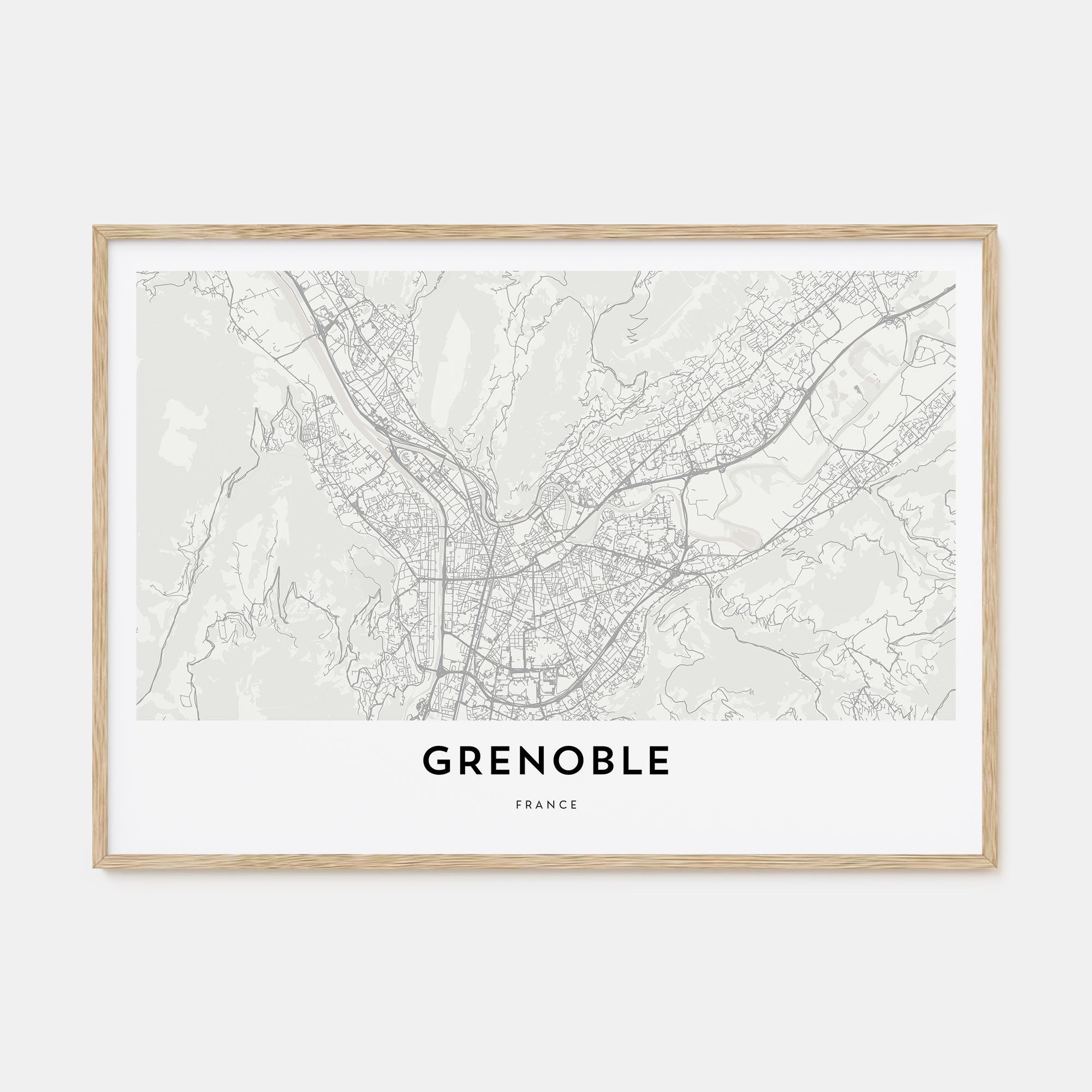 Grenoble Map Landscape Poster