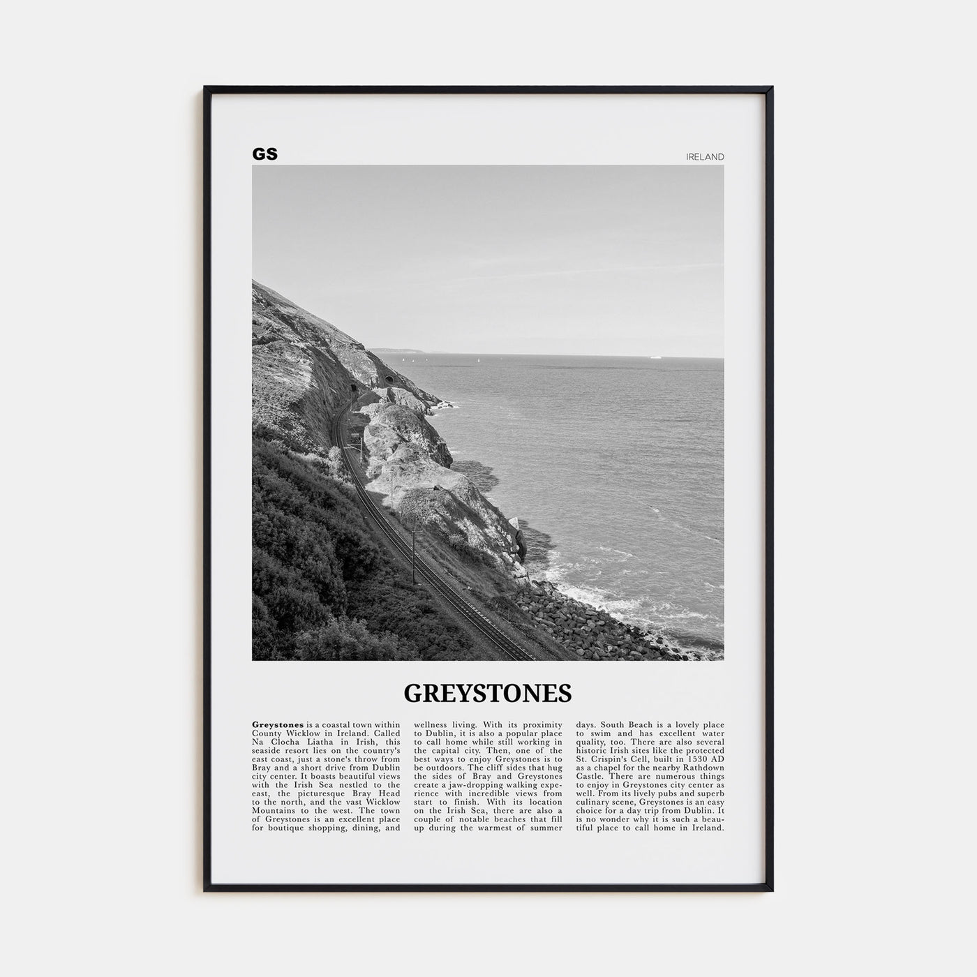 Greystones Travel B&W Poster