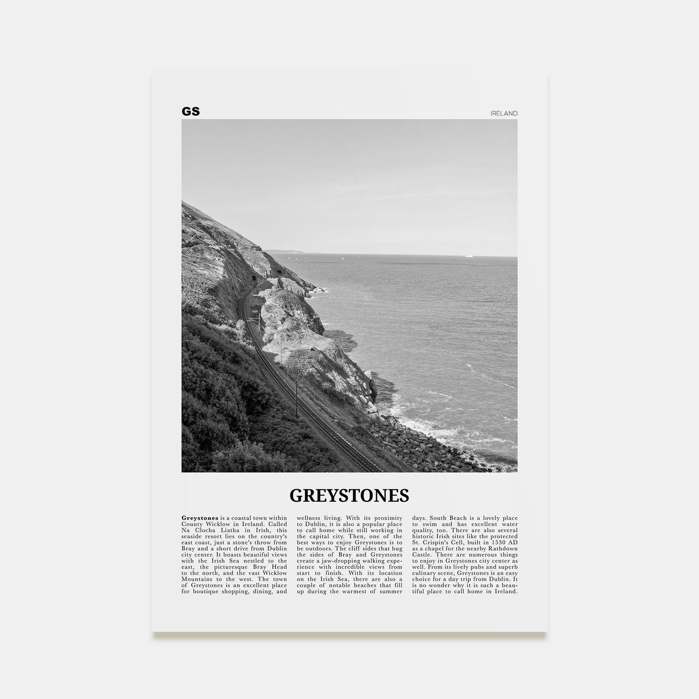 Greystones Travel B&W Poster