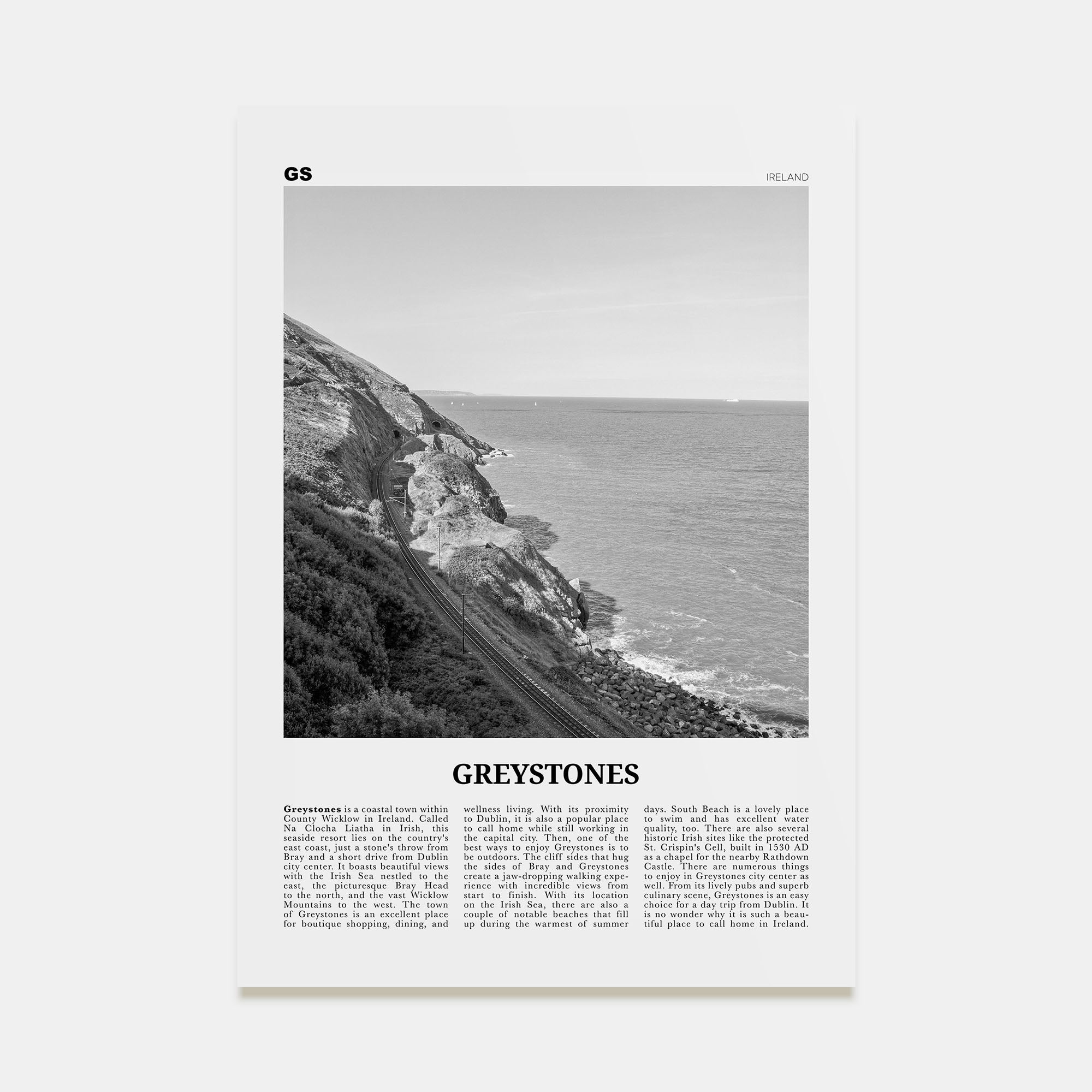 Greystones Travel B&W Poster