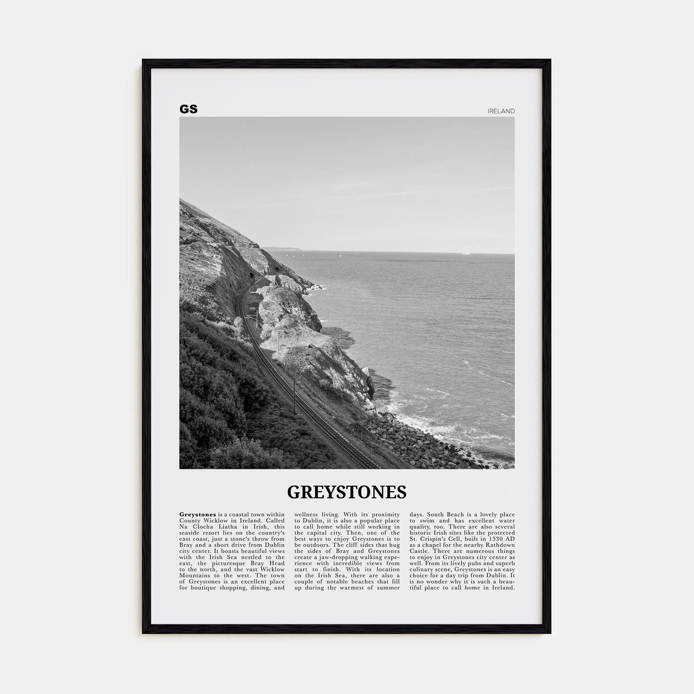 Greystones Travel B&W Poster