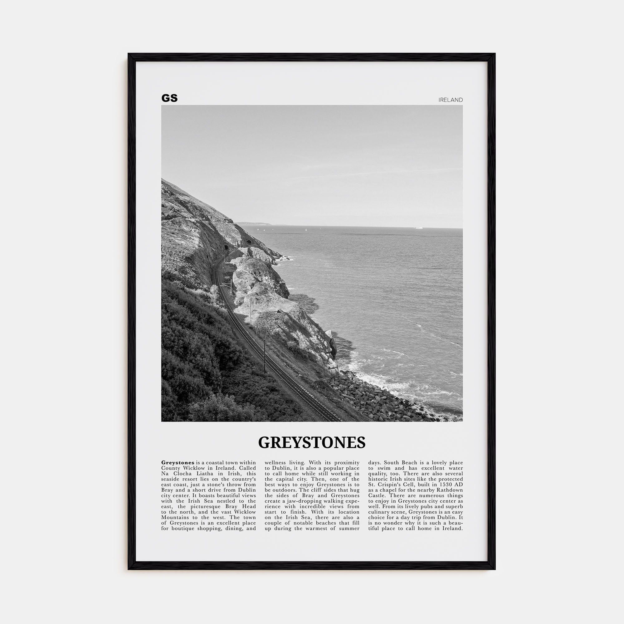 Greystones Travel B&W Poster