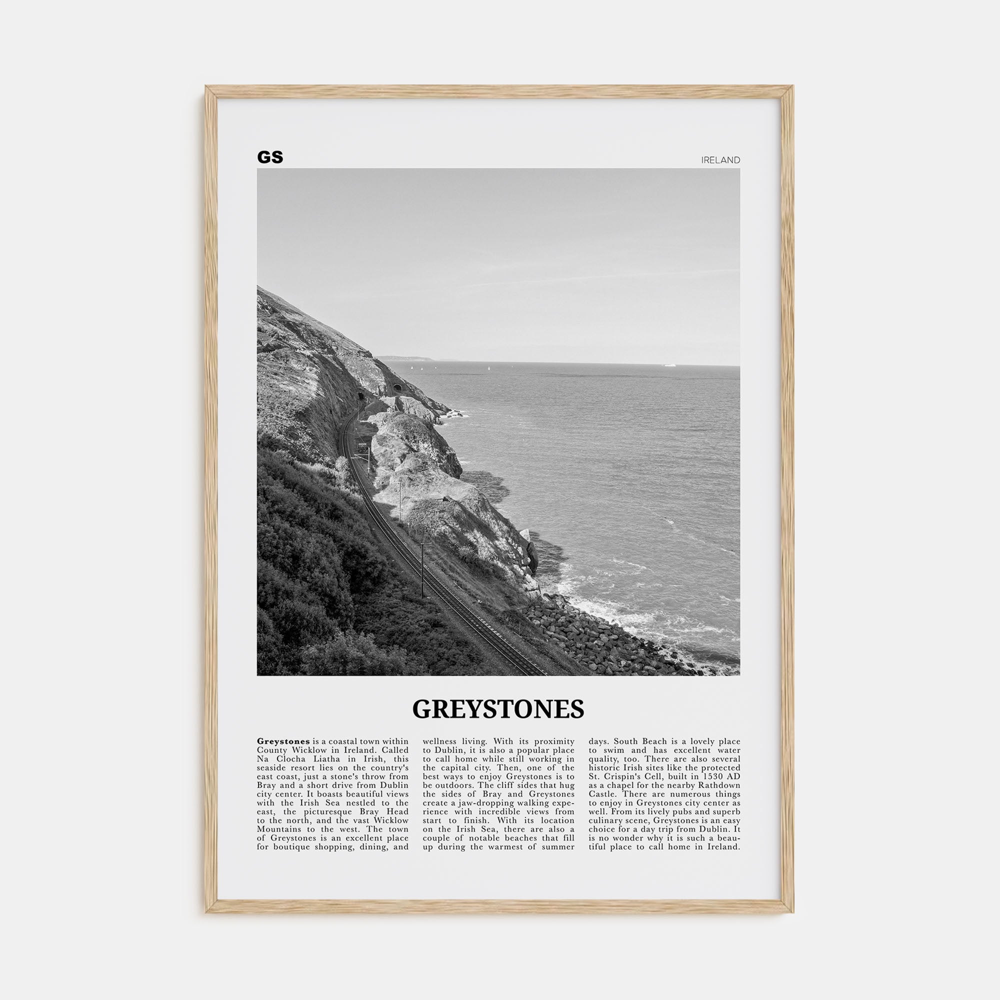 Greystones Travel B&W Poster