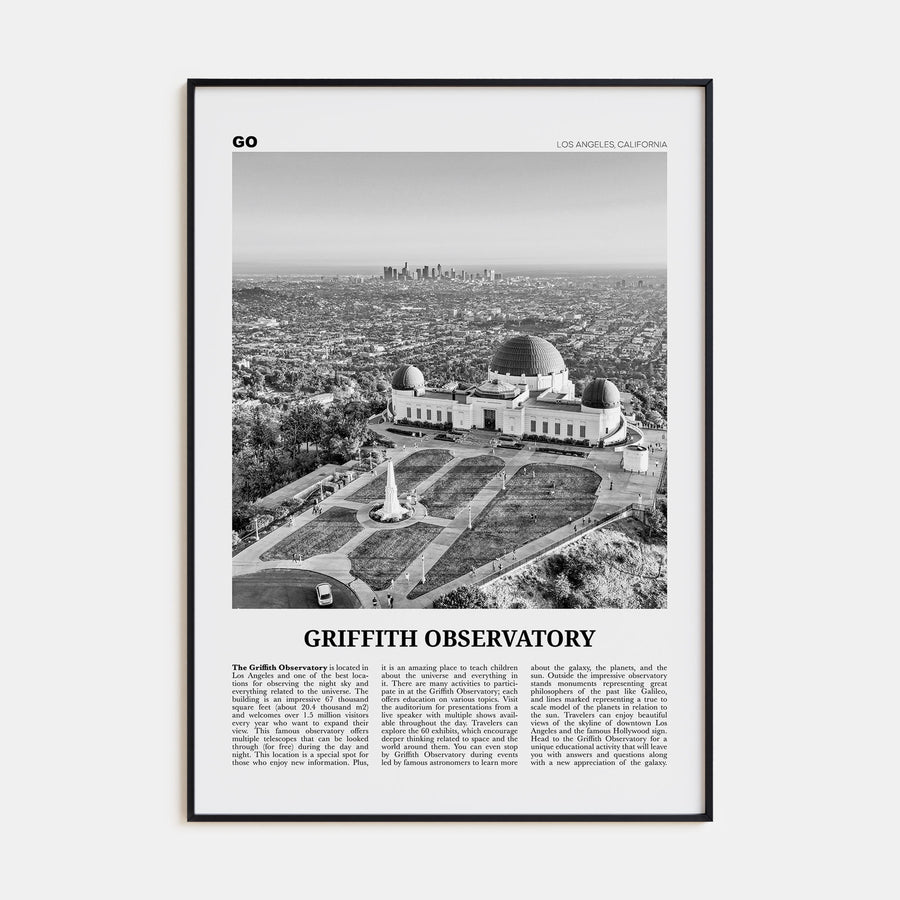 Griffith Observatory Travel B&W Poster