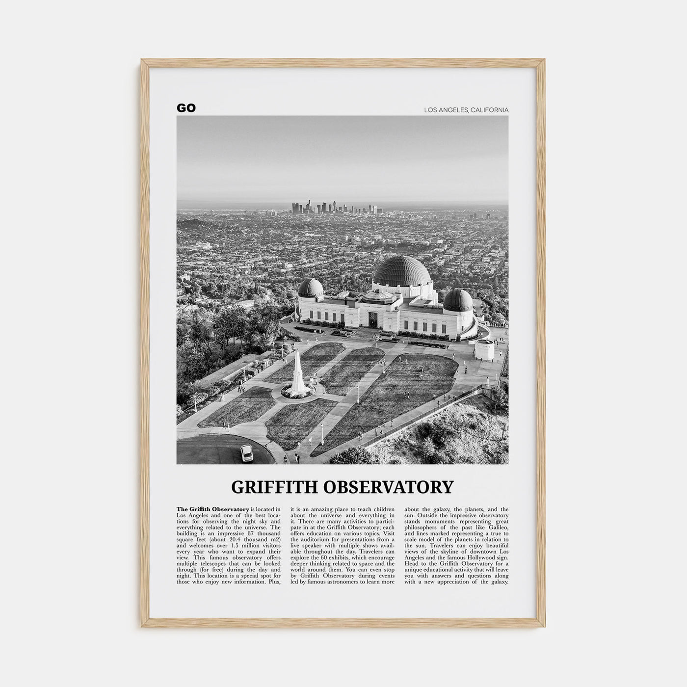 Griffith Observatory Travel B&W Poster