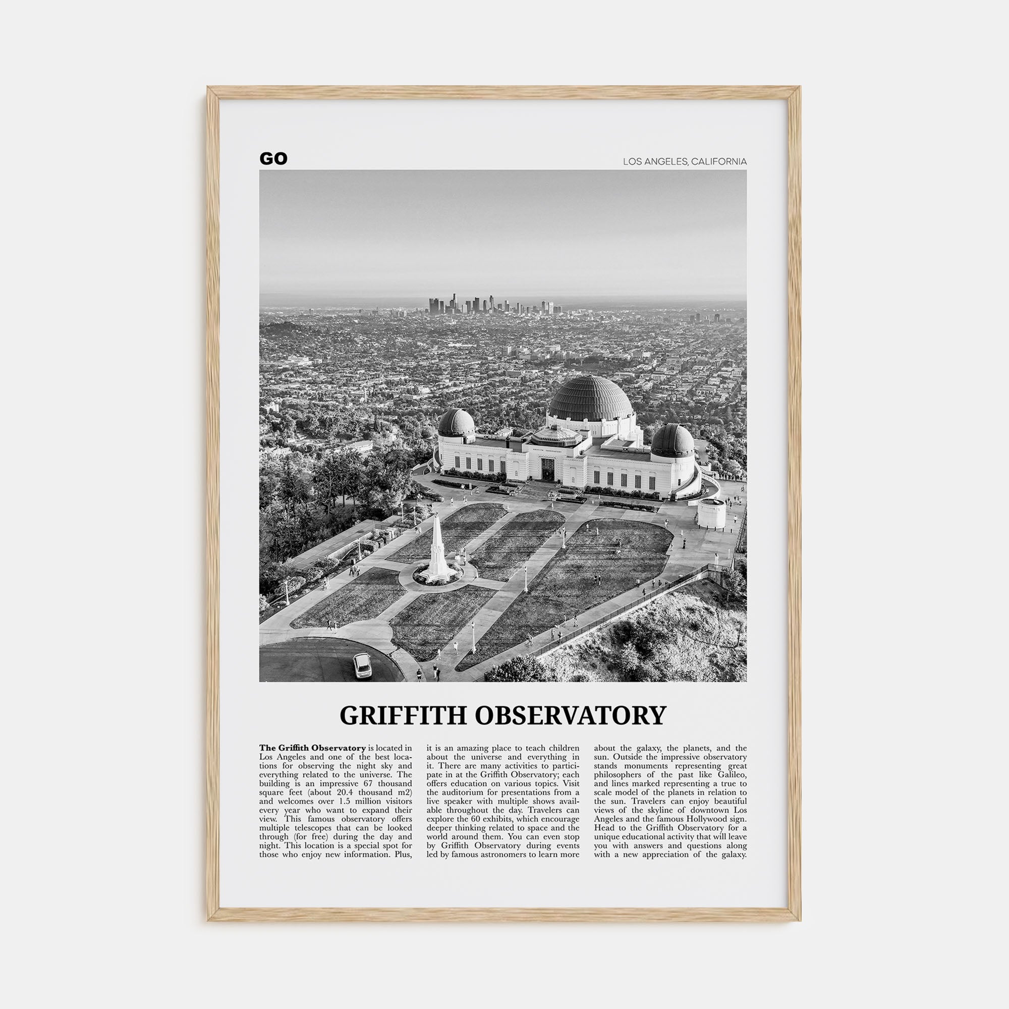 Griffith Observatory Travel B&W Poster