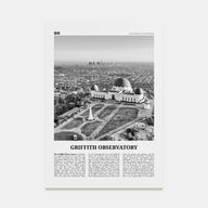 Griffith Observatory Travel B&W Poster