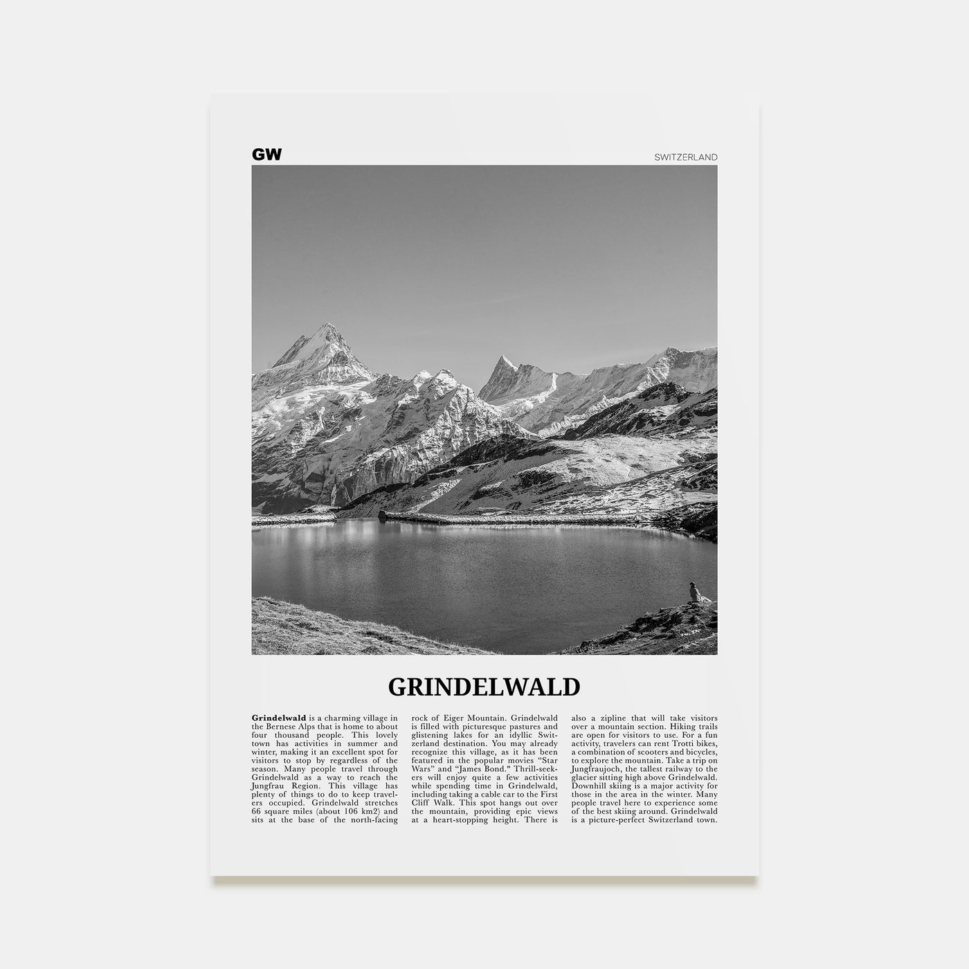Grindelwald Travel B&W Poster