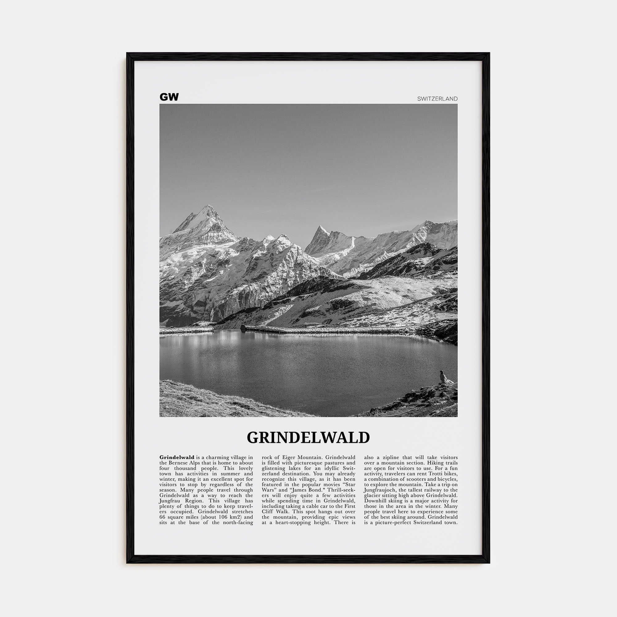Grindelwald Travel B&W Poster