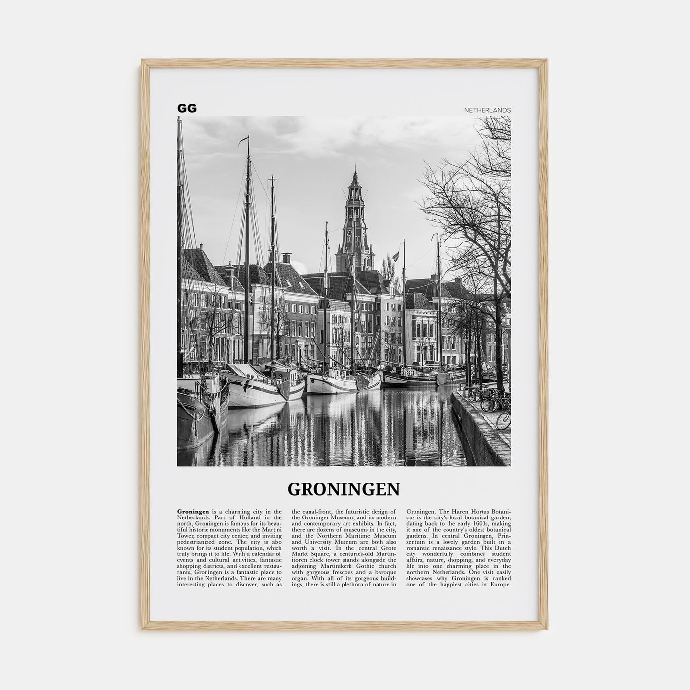 Groningen Travel B&W Poster