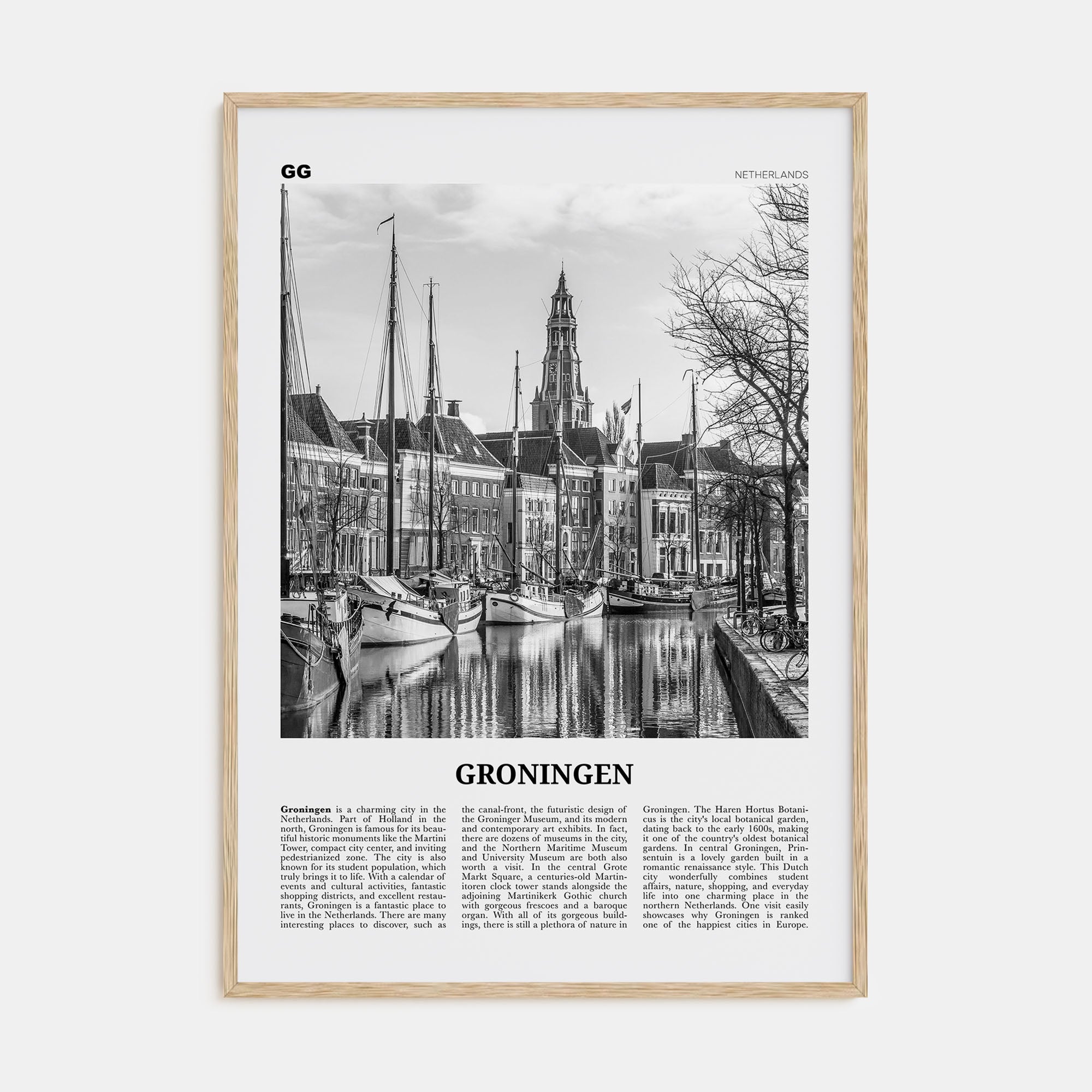 Groningen Travel B&W Poster