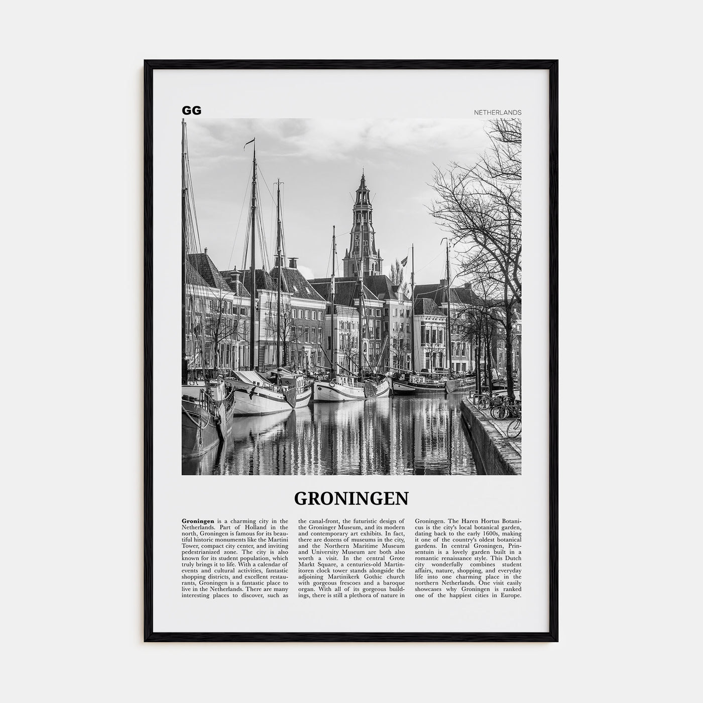 Groningen Travel B&W Poster