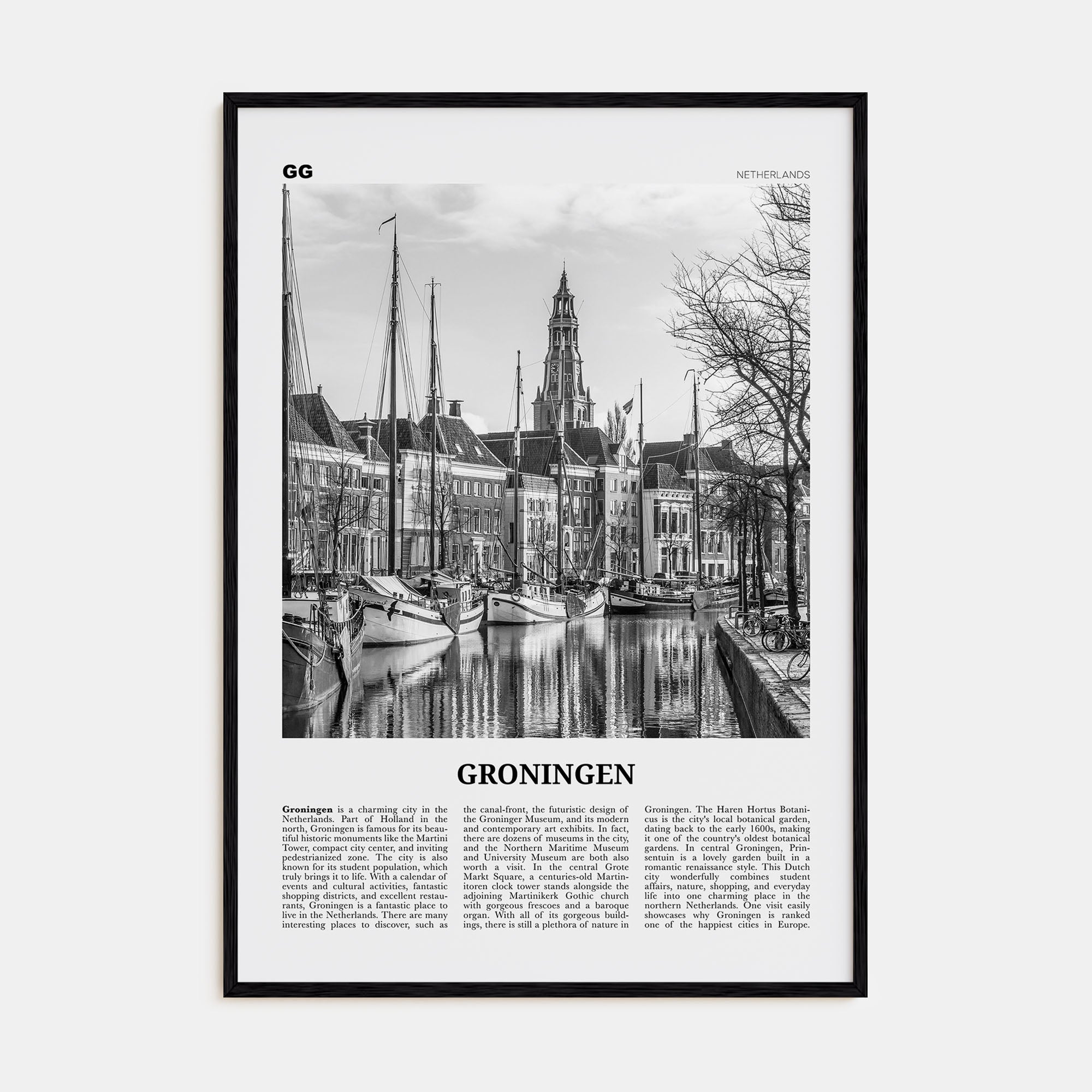 Groningen Travel B&W Poster