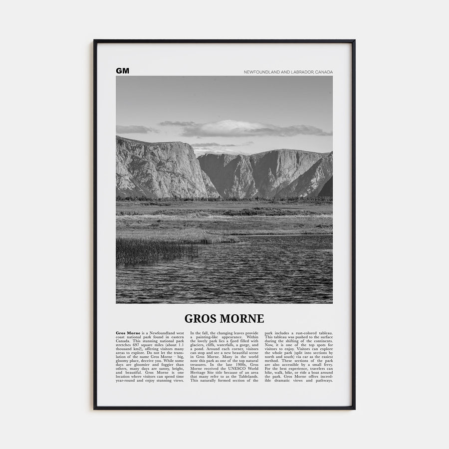 Gros Morne Travel B&W Poster