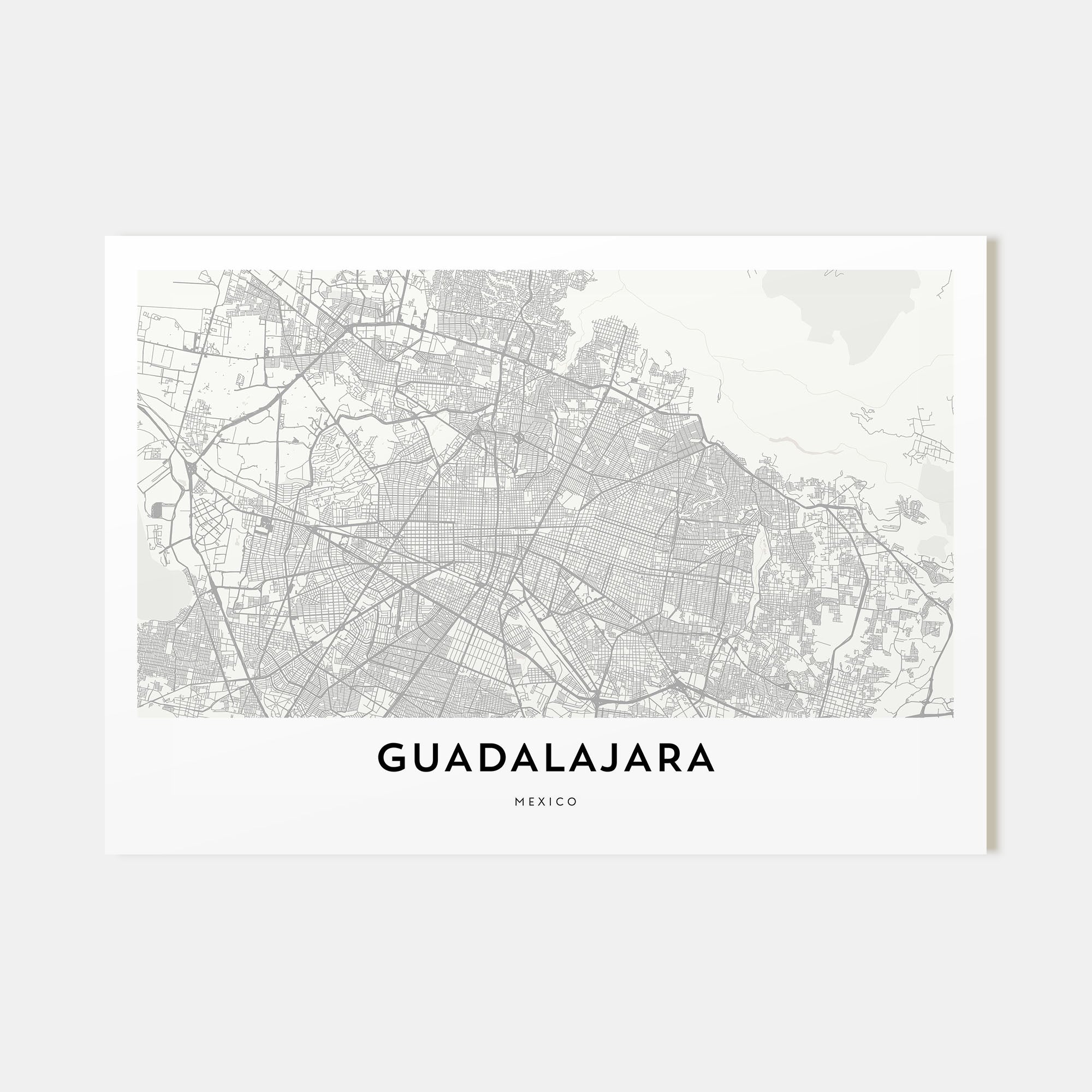 Guadalajara Map Landscape Poster