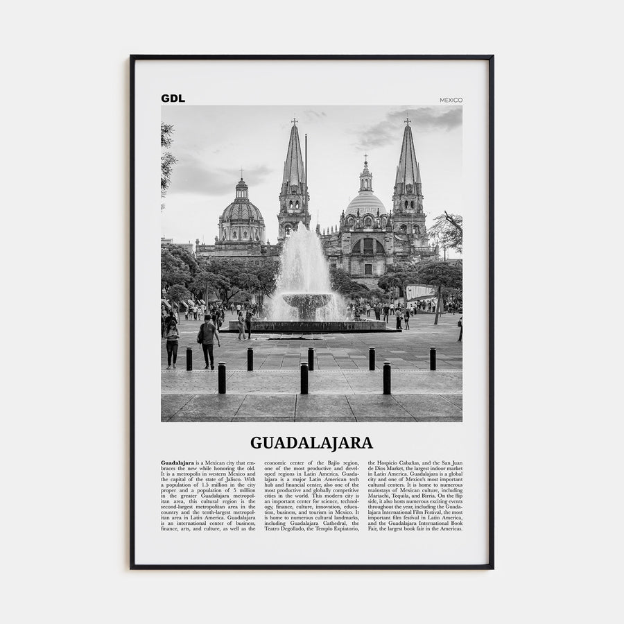 Guadalajara Travel B&W No 1 Poster
