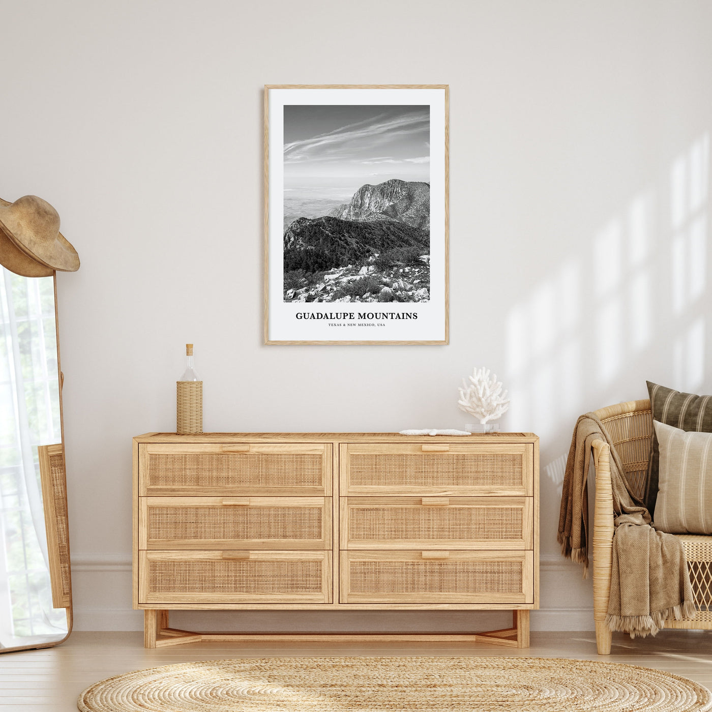 Guadalupe Mountains Portrait B&W Poster