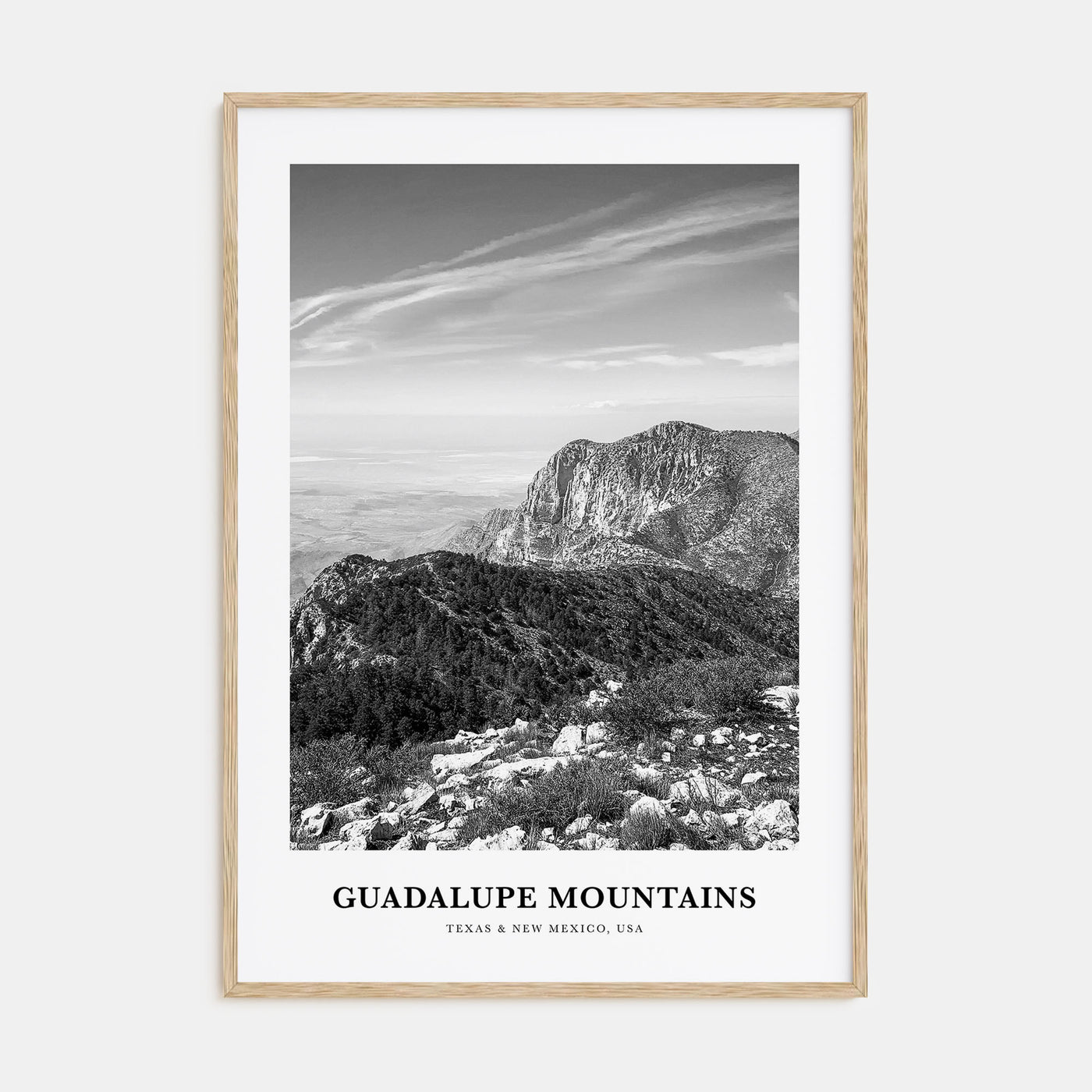 Guadalupe Mountains Portrait B&W Poster