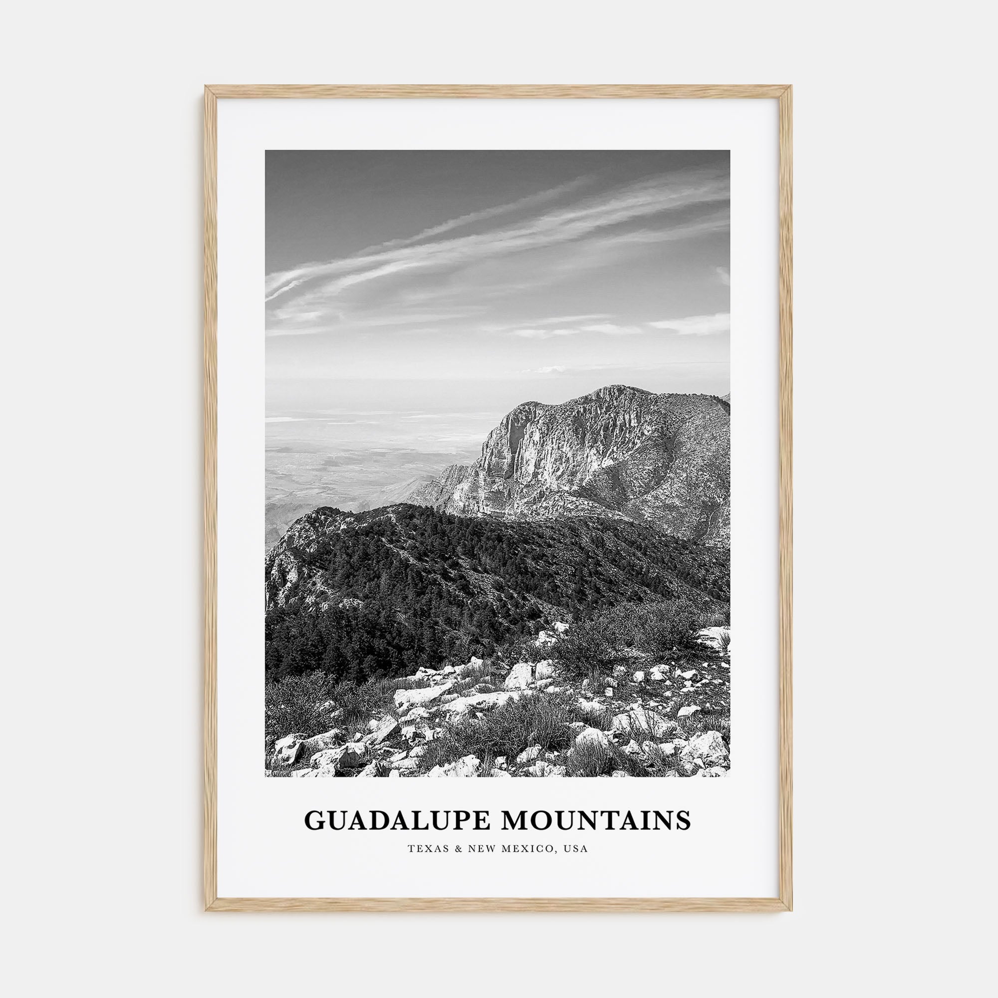 Guadalupe Mountains Portrait B&W Poster