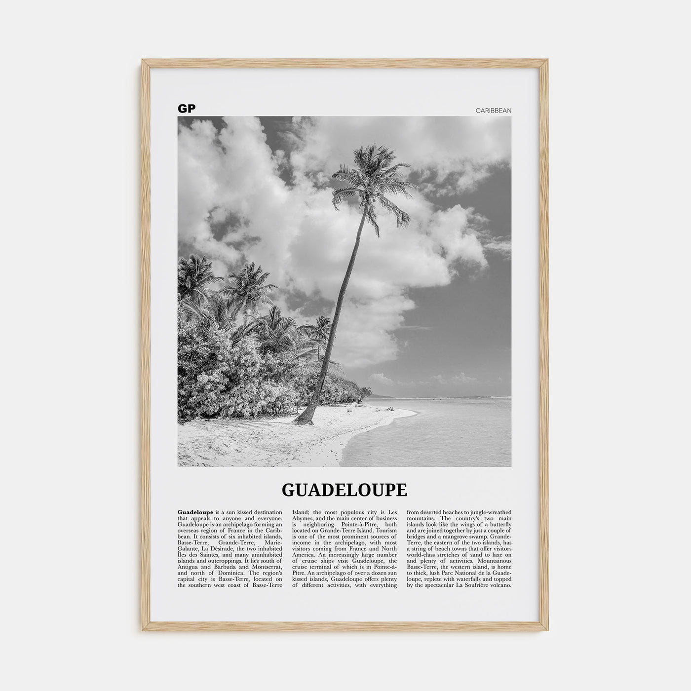 Guadeloupe Travel B&W Poster