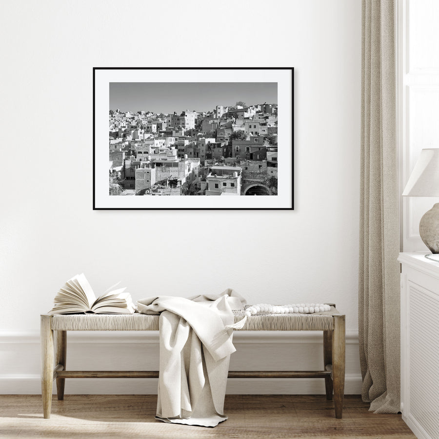 Guanajuato City Landscape B&W Poster